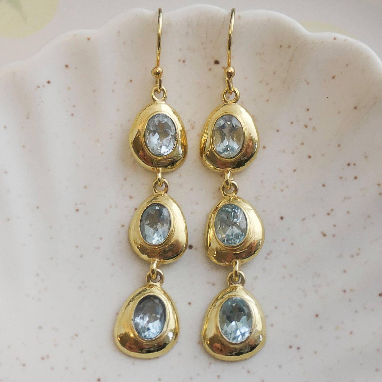 Blue Topaz Long Drop Earrings