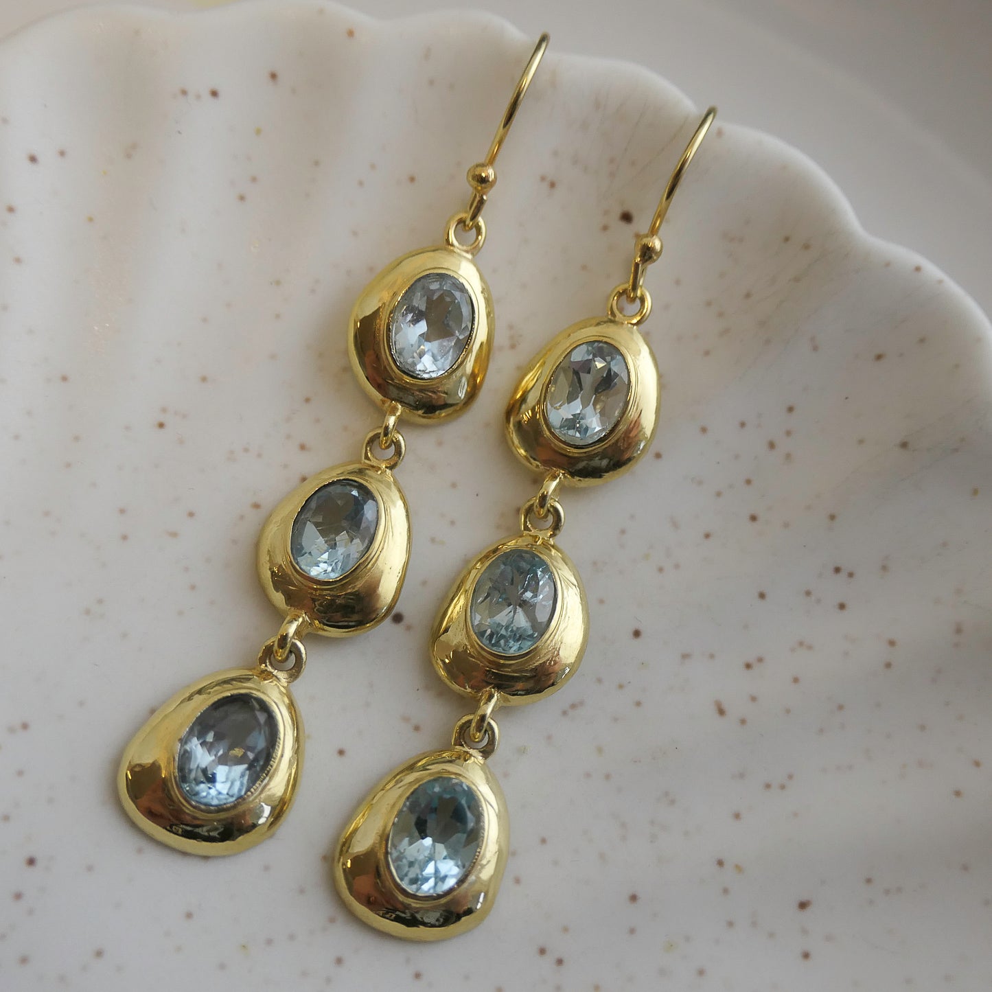 Blue Topaz Long Drop Earrings