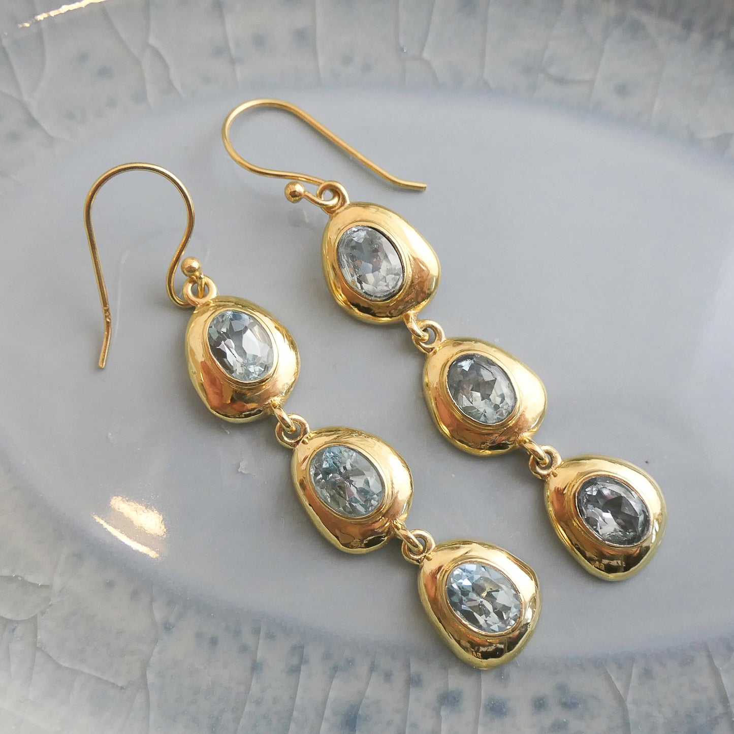 Blue Topaz Long Drop Earrings