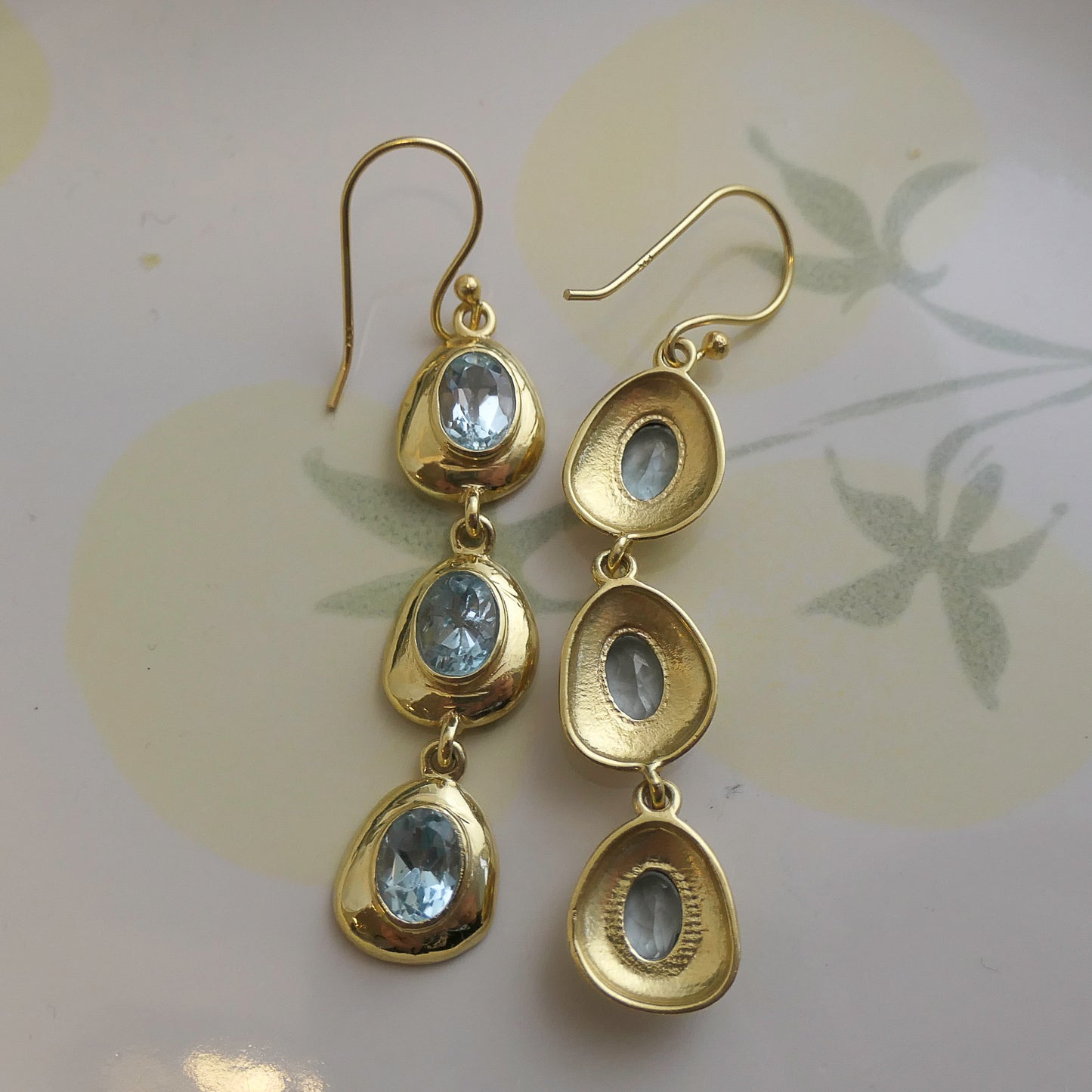 Blue Topaz Long Drop Earrings