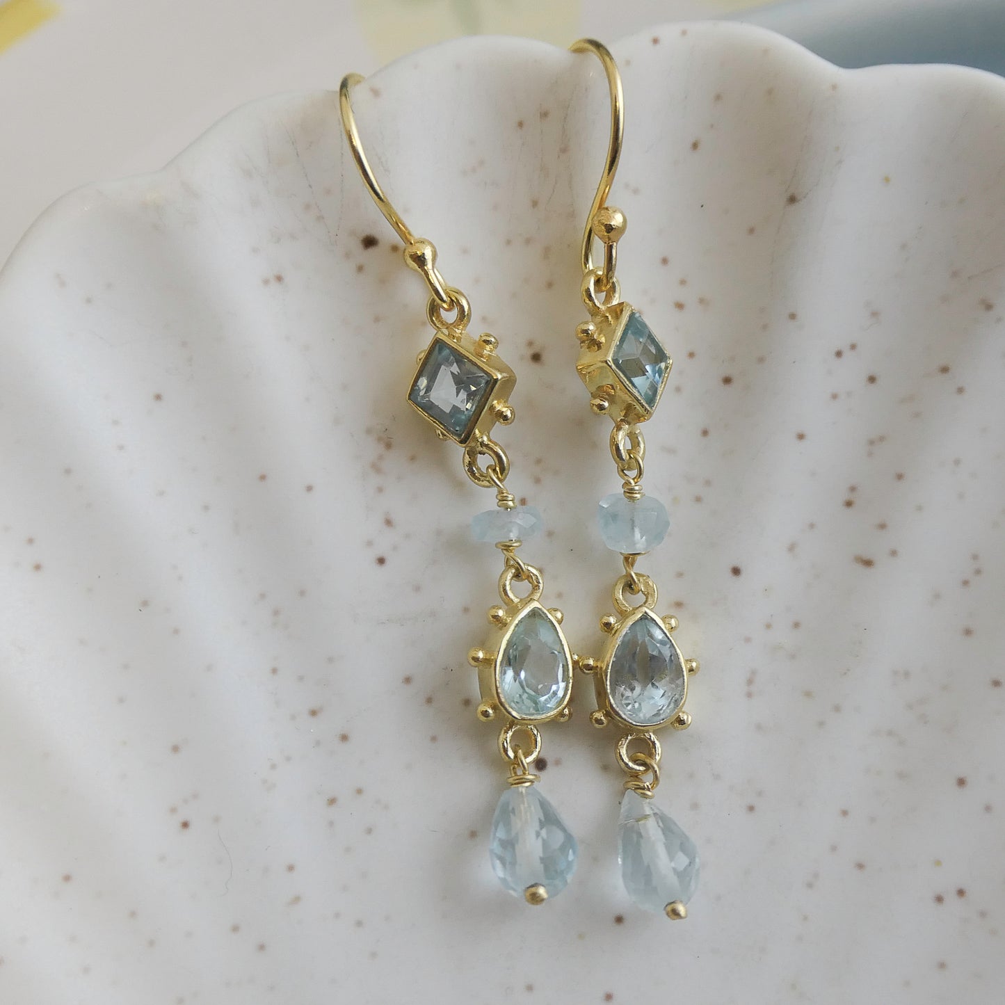 Blue Topaz Beaded Drop Earrings