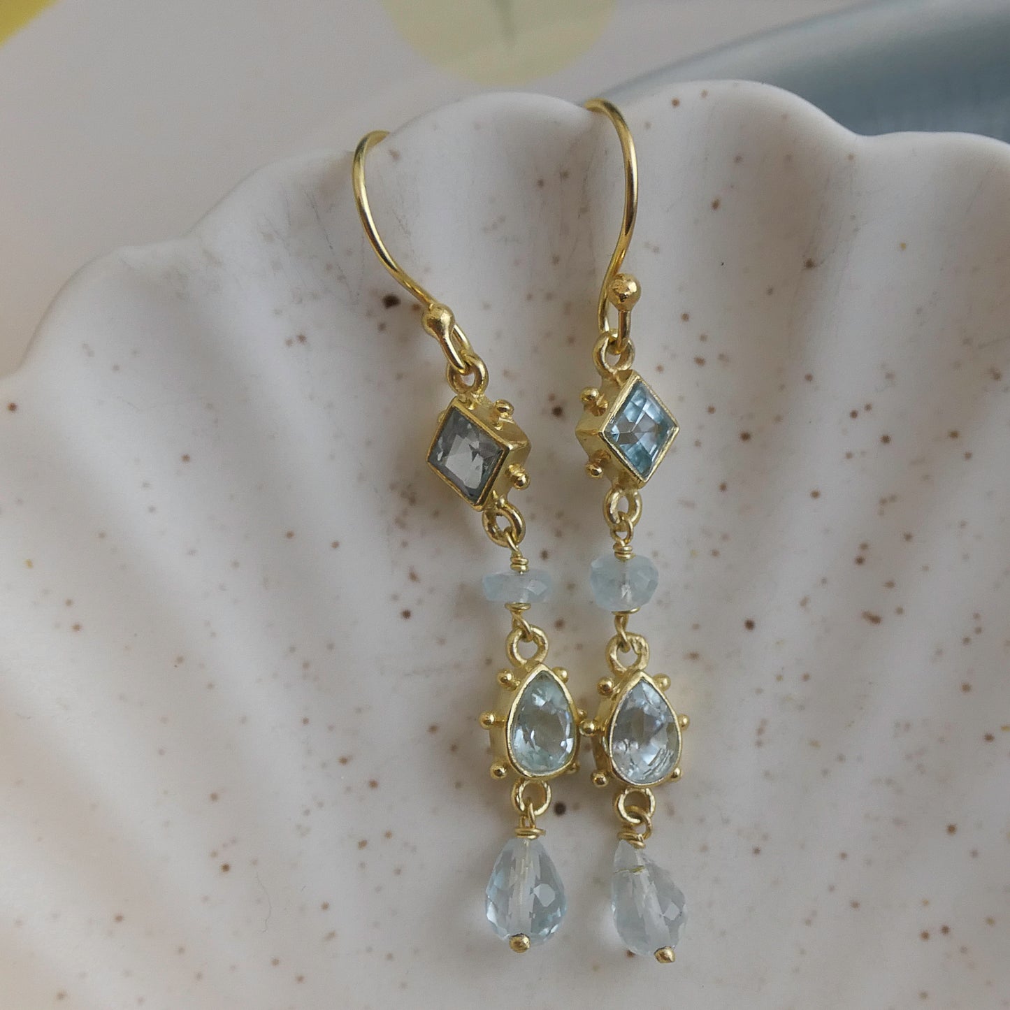 Blue Topaz Beaded Drop Earrings