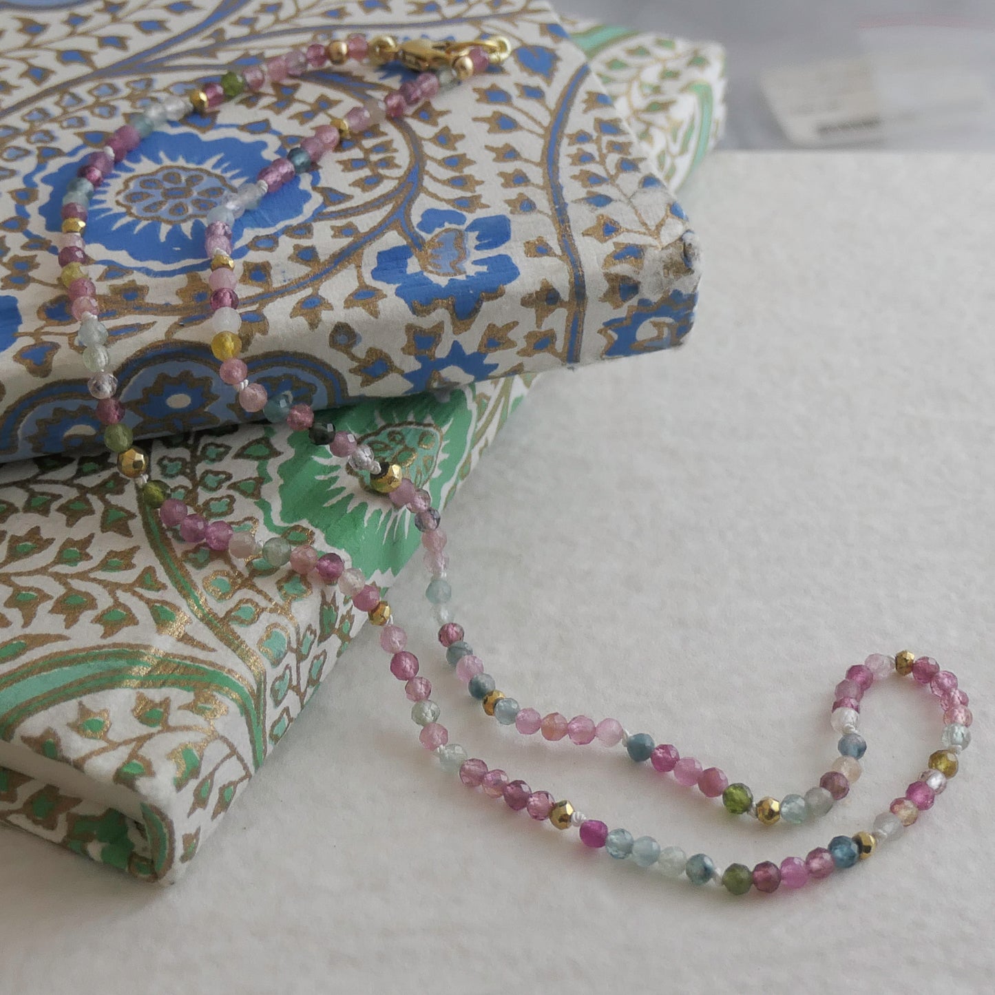 Tourmaline Natural Gemstone Beaded Necklace 42cm