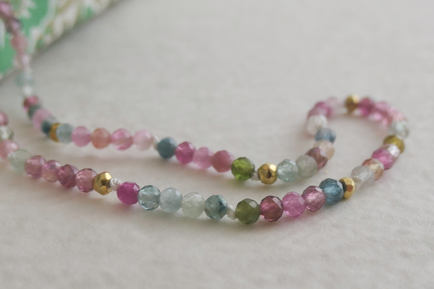 Tourmaline Natural Gemstone Beaded Necklace 42cm