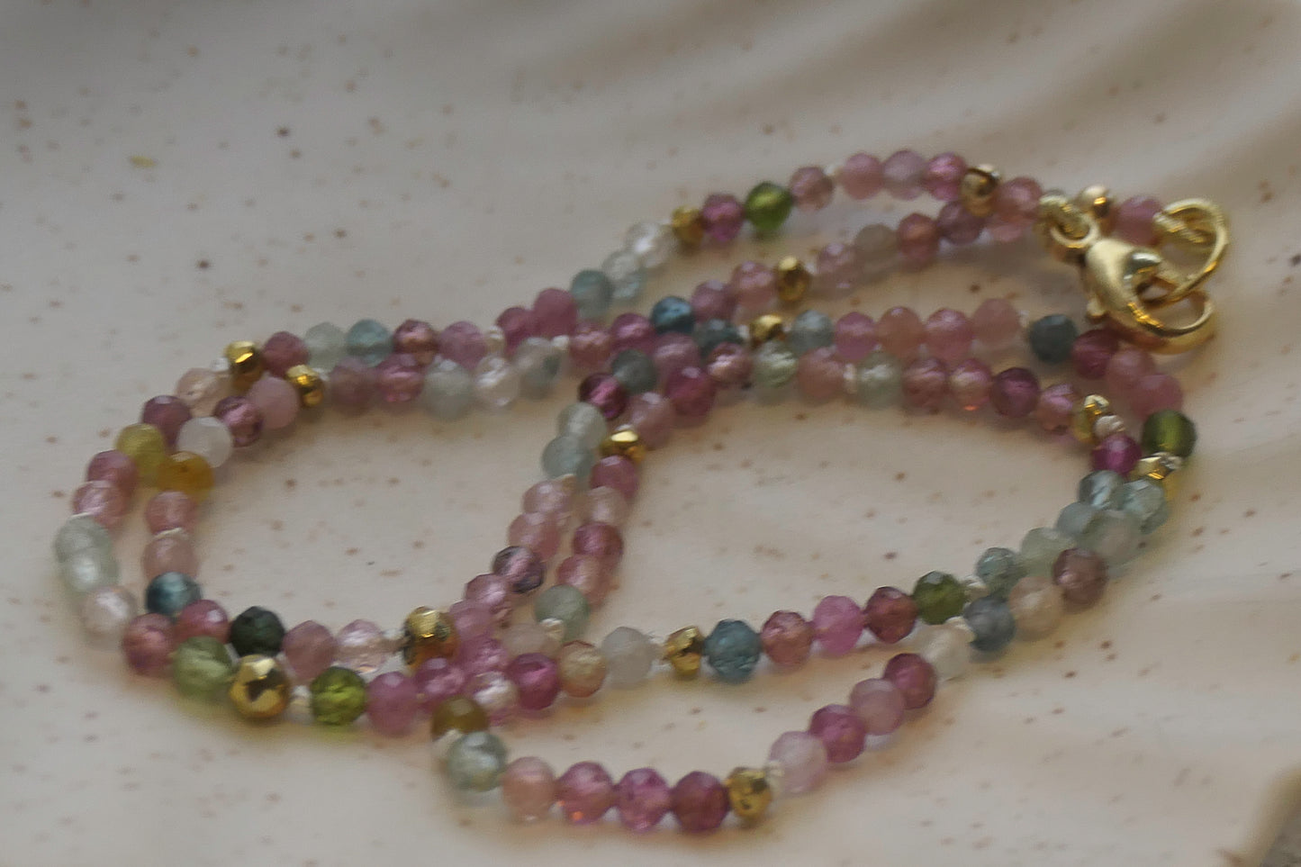 Tourmaline Natural Gemstone Beaded Necklace 42cm