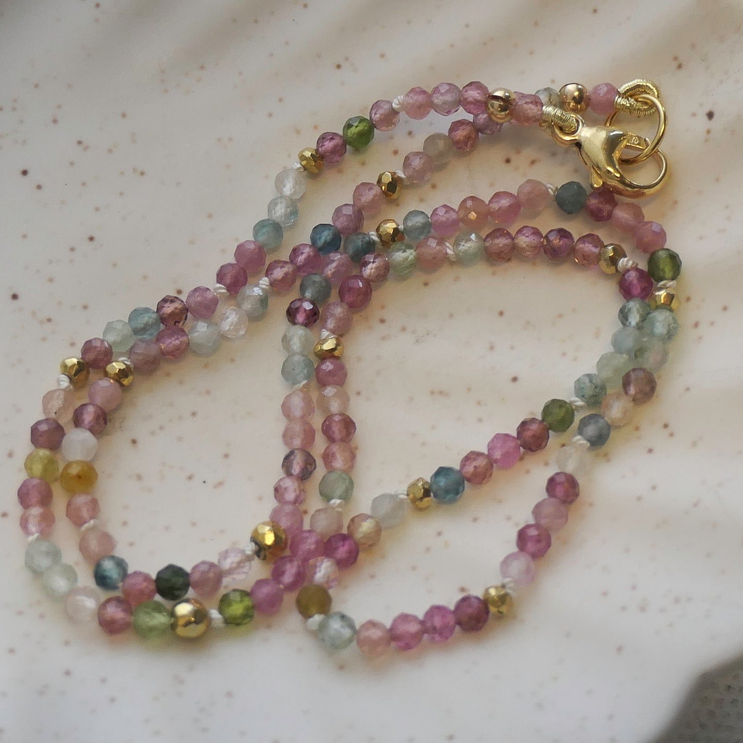 Tourmaline Natural Gemstone Beaded Necklace 42cm