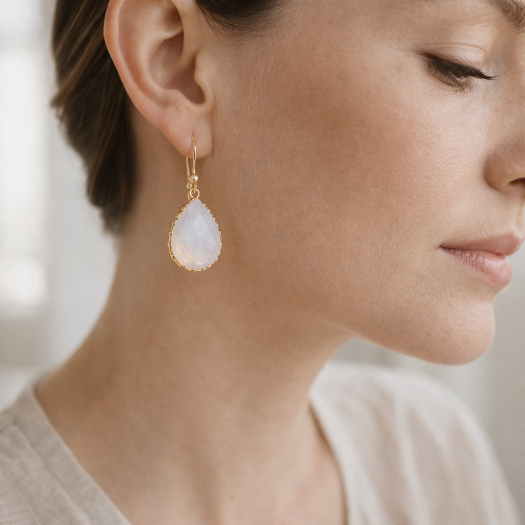 Moonstone 12x16 Vermeil Drop Earrings