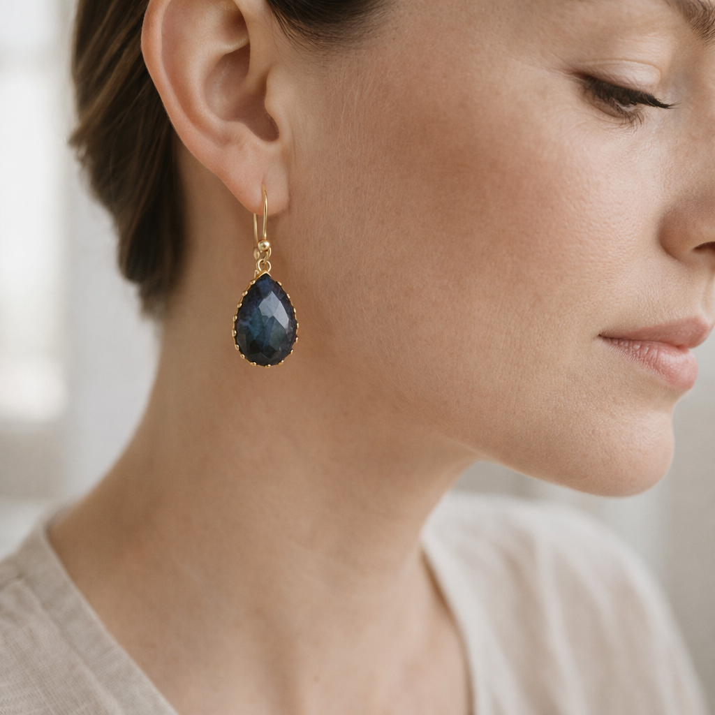 Labradorite 12x16 Vermeil Drop Earrings