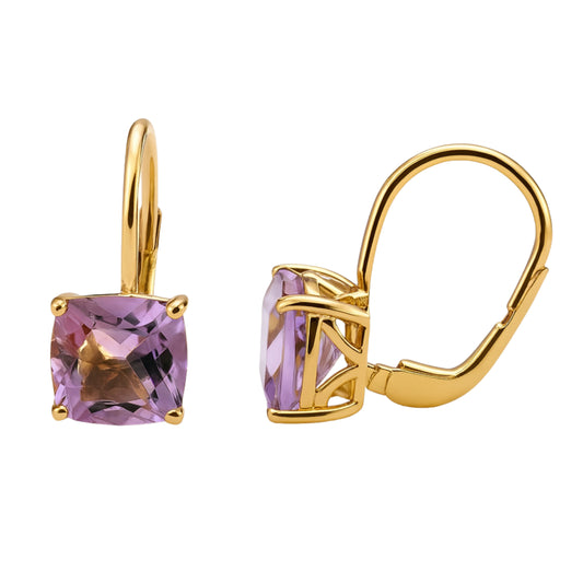Amethyst Gold Vermeil Leverback Earrings
