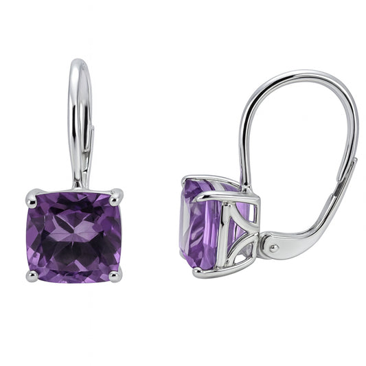 Amethyst Silver Leverback Earrings