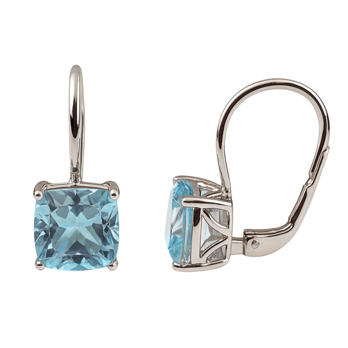 Blue Topaz Sterling Silver Leverback Earrings