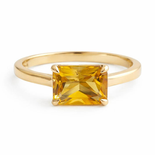 Citrine Baguette 14kt Yellow Gold Ring - Size 7