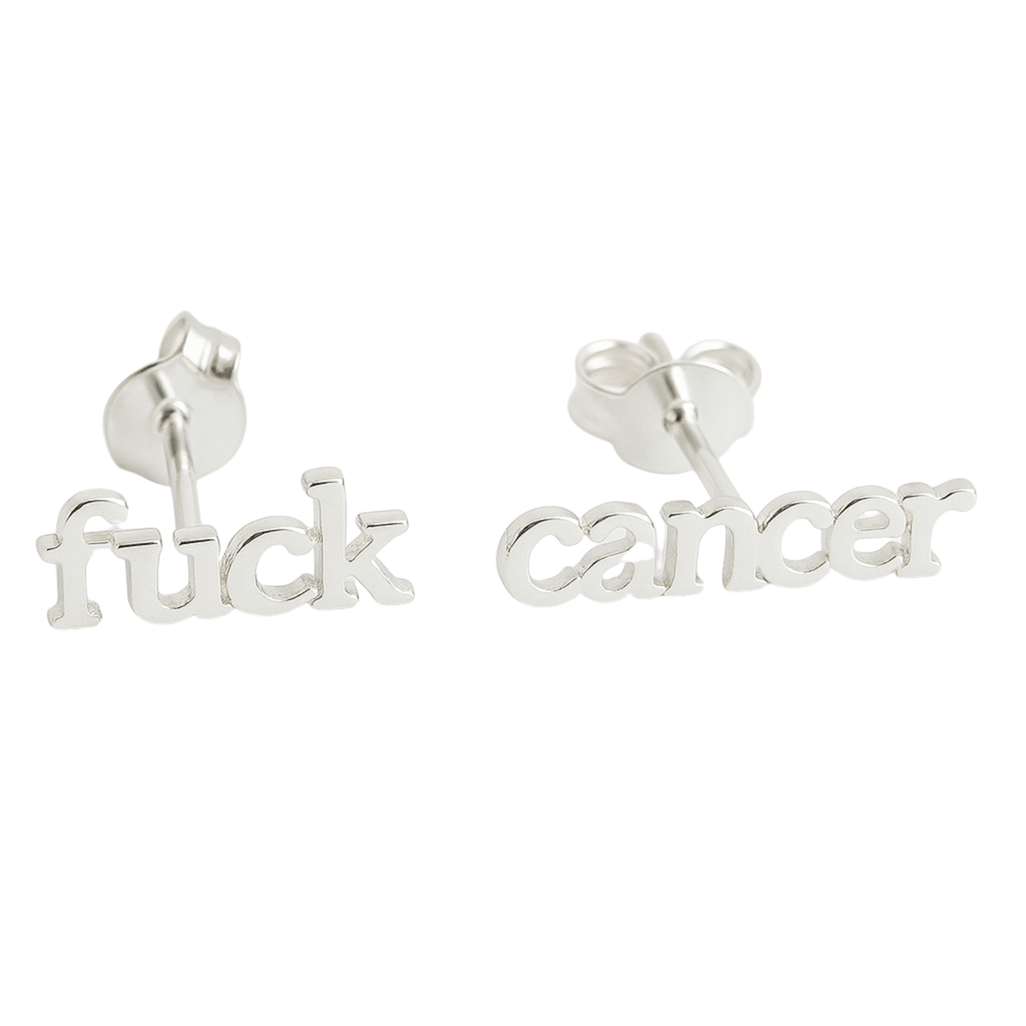Fuck Cancer Sterling Silver Stud Earrings