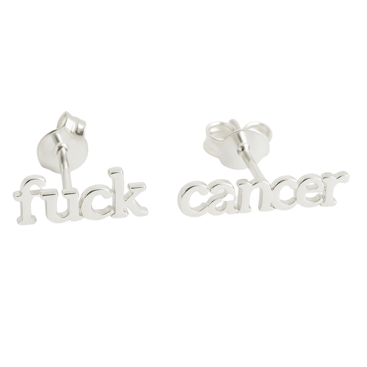 Fuck Cancer Sterling Silver Stud Earrings