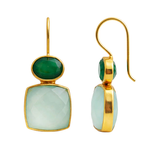 Green and Aqua Chalcedony Vermeil Drop Earrings
