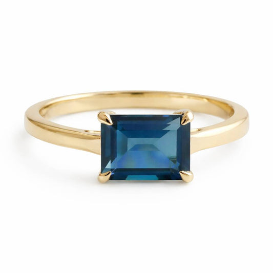 London Blue Topaz Baguette 14kt Yellow Gold Ring - Size 7