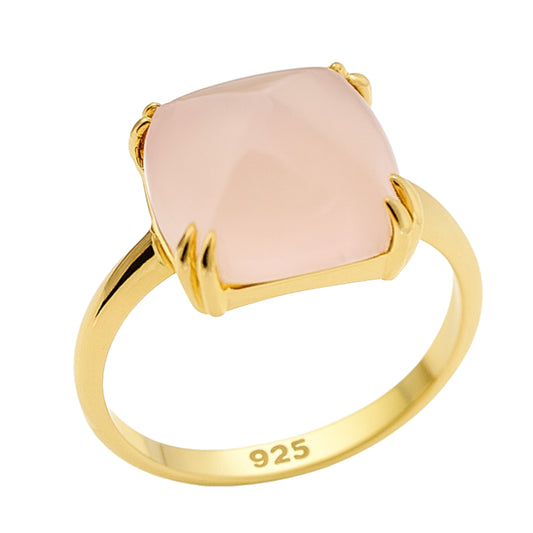 12mm Pink Chalcedony Gold Plated Sterling Silver Ring