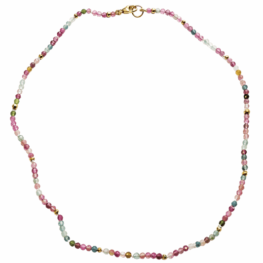 Tourmaline Natural Gemstone Beaded Necklace 42cm