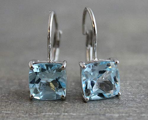 Blue Topaz Silver Leverback Earrings