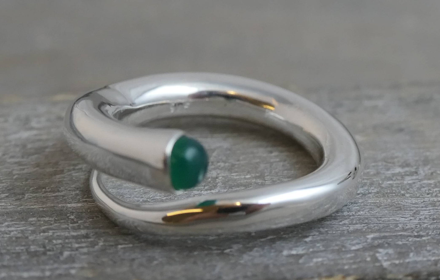 Green Chalcedony Swirl Sterling Silver Ring
