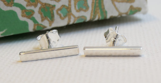 Minimalist Sterling Silver Stick Linear Bar Stud Earrings