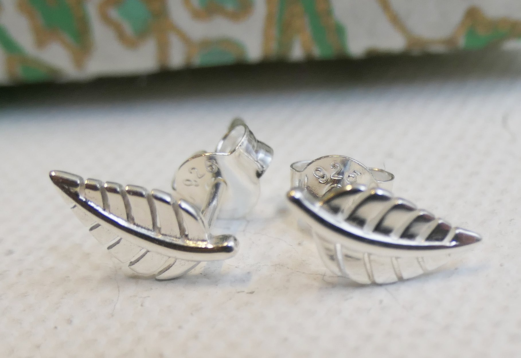 Sterling silver leaf stud outlet earrings