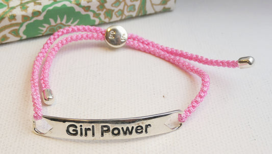 Girl Power Pink Cord Bracelet