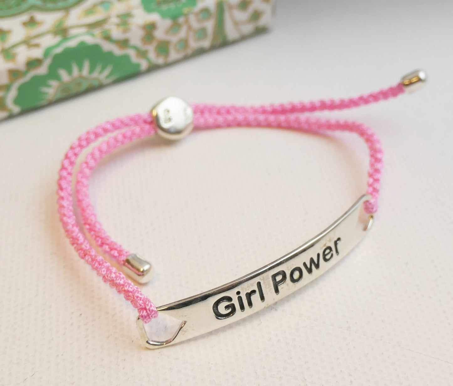 Girl Power Pink Cord Bracelet
