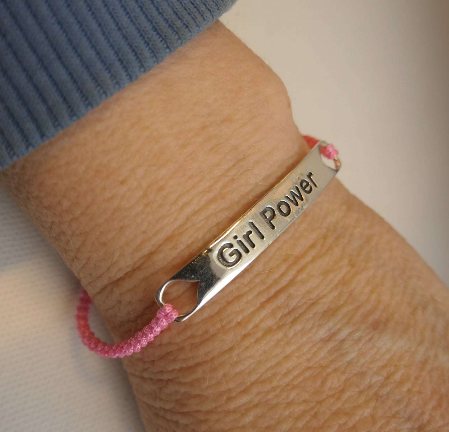 Girl Power Pink Cord Bracelet