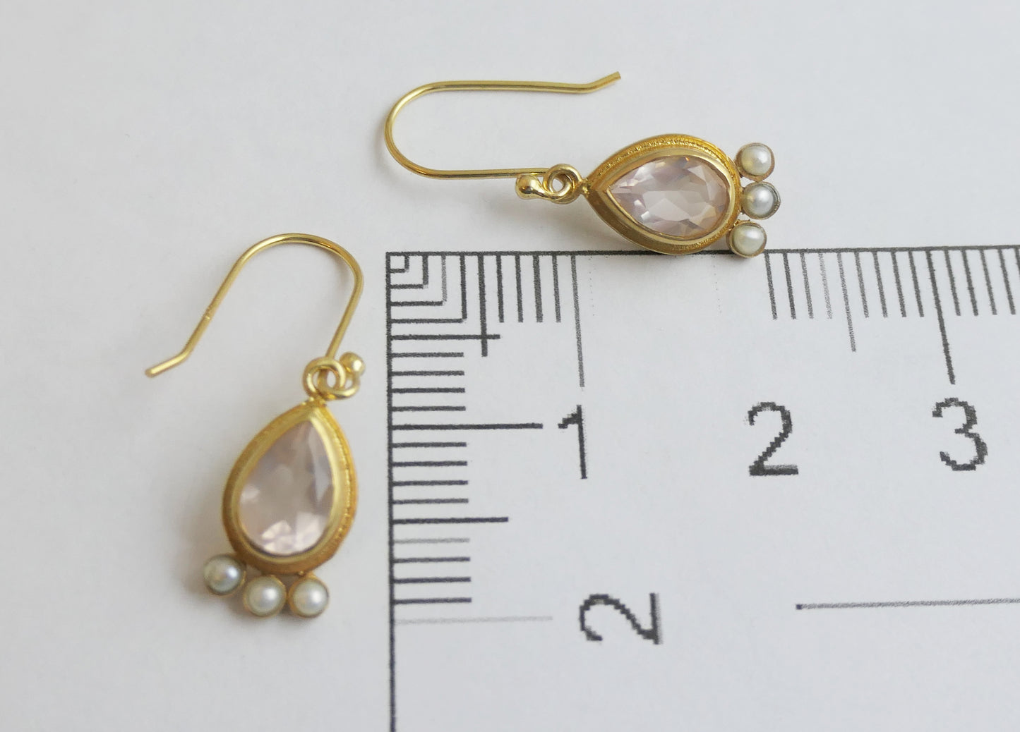 Rose Quartz and Cultured Pearl Vermeil Drop Earrings