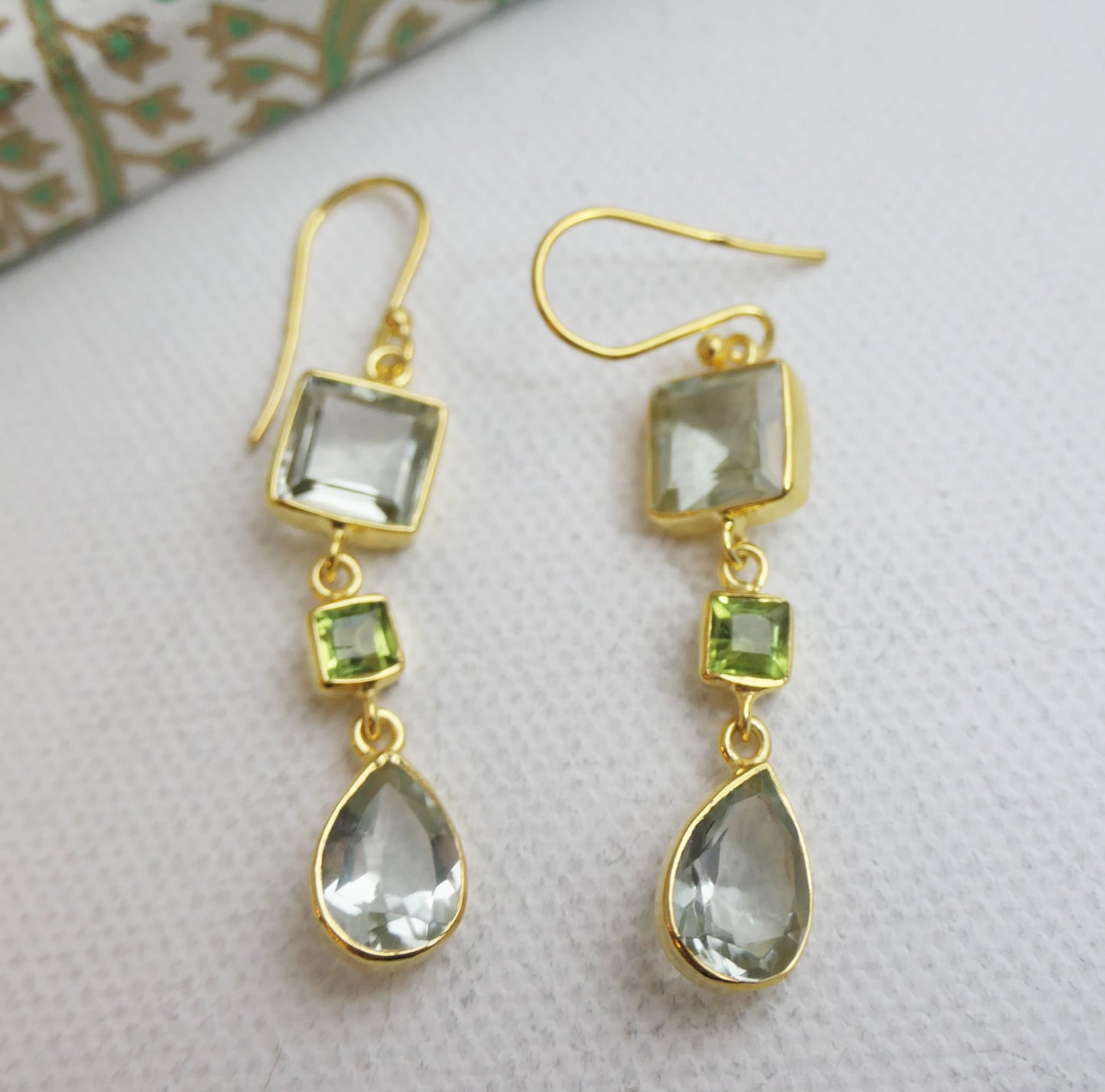 Prasiolite and Peridot Vermeil Earrings