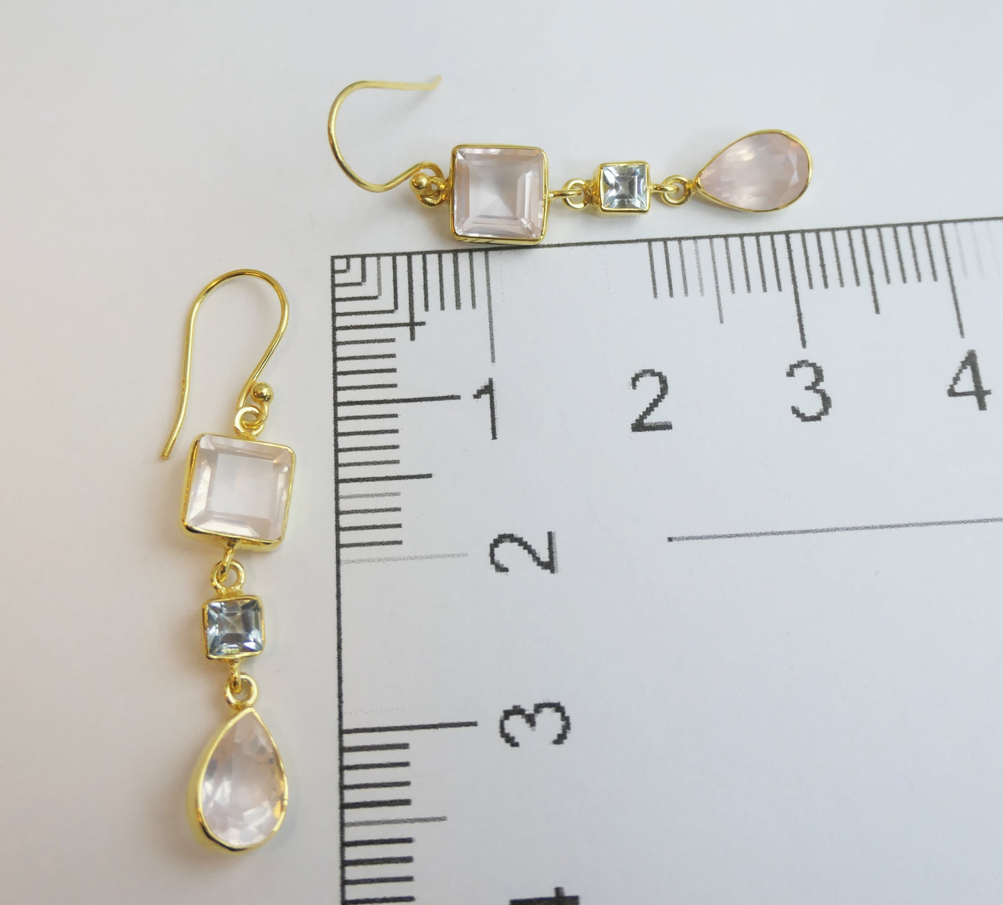 Rose Quartz and Blue Topaz Vermeil Earrings